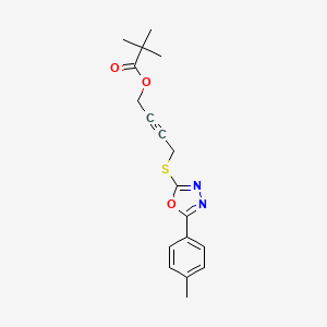 molecular formula C18H20N2O3S B15031573 4-{[5-(4-Methylphenyl)-1,3,4-oxadiazol-2-yl]sulfanyl}but-2-yn-1-yl 2,2-dimethylpropanoate 