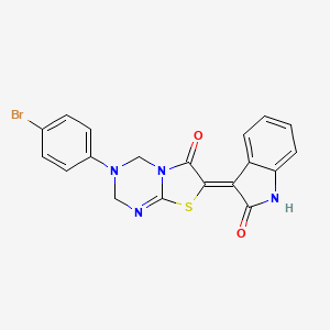 (7Z)-3-(4-bromophenyl)-7-(2-oxo-1,2-dihydro-3H-indol-3-ylidene)-3,4-dihydro-2H-[1,3]thiazolo[3,2-a][1,3,5]triazin-6(7H)-one