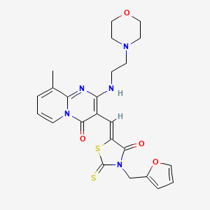 molecular formula C24H25N5O4S2 B15031592 3-{(Z)-[3-(2-furylmethyl)-4-oxo-2-thioxo-1,3-thiazolidin-5-ylidene]methyl}-9-methyl-2-{[2-(4-morpholinyl)ethyl]amino}-4H-pyrido[1,2-a]pyrimidin-4-one 