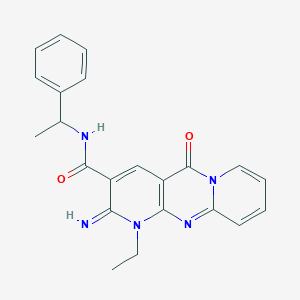 molecular formula C22H21N5O2 B15031606 7-ethyl-6-imino-2-oxo-N-(1-phenylethyl)-1,7,9-triazatricyclo[8.4.0.03,8]tetradeca-3(8),4,9,11,13-pentaene-5-carboxamide CAS No. 510762-01-3