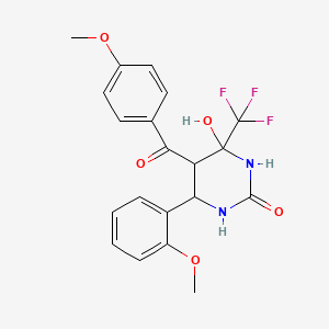 4-Hydroxy-5-(4-methoxybenzoyl)-6-(2-methoxyphenyl)-4-(trifluoromethyl)-1,3-diazinan-2-one