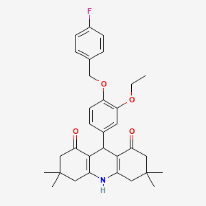 9-{3-ethoxy-4-[(4-fluorobenzyl)oxy]phenyl}-3,3,6,6-tetramethyl-3,4,6,7,9,10-hexahydroacridine-1,8(2H,5H)-dione