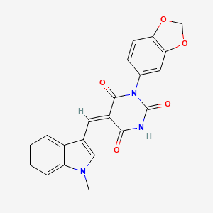 (5E)-1-(1,3-benzodioxol-5-yl)-2-hydroxy-5-[(1-methyl-1H-indol-3-yl)methylidene]pyrimidine-4,6(1H,5H)-dione