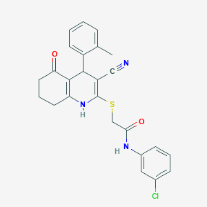 N-(3-chlorophenyl)-2-{[3-cyano-4-(2-methylphenyl)-5-oxo-1,4,5,6,7,8-hexahydroquinolin-2-yl]sulfanyl}acetamide