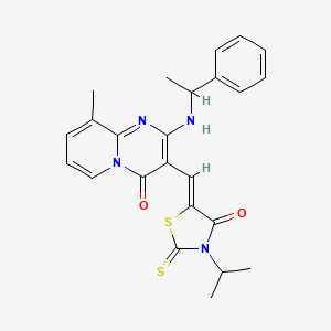 9-methyl-3-{(Z)-[4-oxo-3-(propan-2-yl)-2-thioxo-1,3-thiazolidin-5-ylidene]methyl}-2-[(1-phenylethyl)amino]-4H-pyrido[1,2-a]pyrimidin-4-one