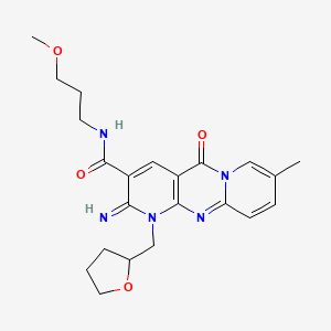 6-imino-N-(3-methoxypropyl)-13-methyl-2-oxo-7-(oxolan-2-ylmethyl)-1,7,9-triazatricyclo[8.4.0.03,8]tetradeca-3(8),4,9,11,13-pentaene-5-carboxamide