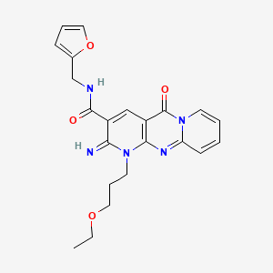 7-(3-ethoxypropyl)-N-(furan-2-ylmethyl)-6-imino-2-oxo-1,7,9-triazatricyclo[8.4.0.03,8]tetradeca-3(8),4,9,11,13-pentaene-5-carboxamide