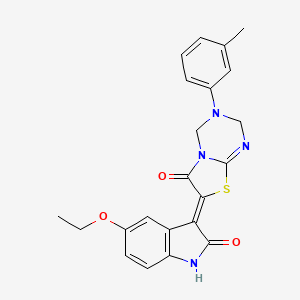 (7Z)-7-(5-ethoxy-2-oxo-1,2-dihydro-3H-indol-3-ylidene)-3-(3-methylphenyl)-3,4-dihydro-2H-[1,3]thiazolo[3,2-a][1,3,5]triazin-6(7H)-one