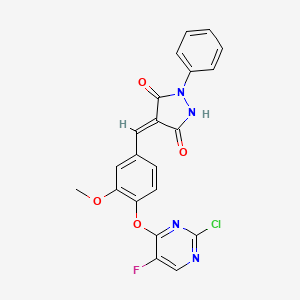 (4E)-4-{4-[(2-chloro-5-fluoropyrimidin-4-yl)oxy]-3-methoxybenzylidene}-5-hydroxy-2-phenyl-2,4-dihydro-3H-pyrazol-3-one