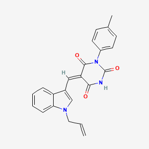 molecular formula C23H19N3O3 B15031896 (5E)-1-(4-methylphenyl)-5-{[1-(prop-2-en-1-yl)-1H-indol-3-yl]methylidene}pyrimidine-2,4,6(1H,3H,5H)-trione 