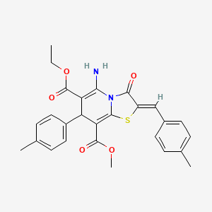 molecular formula C27H26N2O5S B15031927 6-ethyl 8-methyl (2Z)-5-amino-2-(4-methylbenzylidene)-7-(4-methylphenyl)-3-oxo-2,3-dihydro-7H-[1,3]thiazolo[3,2-a]pyridine-6,8-dicarboxylate 