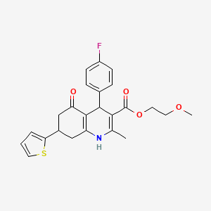 2-Methoxyethyl 4-(4-fluorophenyl)-2-methyl-5-oxo-7-(thiophen-2-yl)-1,4,5,6,7,8-hexahydroquinoline-3-carboxylate