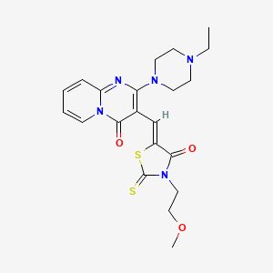 molecular formula C21H25N5O3S2 B15032008 2-(4-Ethyl-1-piperazinyl)-3-{(Z)-[3-(2-methoxyethyl)-4-oxo-2-thioxo-1,3-thiazolidin-5-ylidene]methyl}-4H-pyrido[1,2-A]pyrimidin-4-one CAS No. 442565-90-4