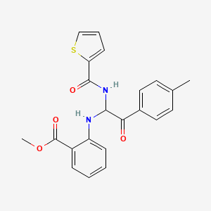 molecular formula C22H20N2O4S B15032018 Methyl 2-({2-(4-methylphenyl)-2-oxo-1-[(thiophen-2-ylcarbonyl)amino]ethyl}amino)benzoate 