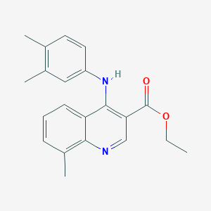 molecular formula C21H22N2O2 B15032068 Ethyl 4-[(3,4-dimethylphenyl)amino]-8-methylquinoline-3-carboxylate 