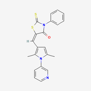 (5E)-5-{[2,5-dimethyl-1-(pyridin-3-yl)-1H-pyrrol-3-yl]methylidene}-3-phenyl-2-thioxo-1,3-thiazolidin-4-one