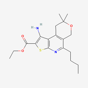 ethyl 1-amino-5-butyl-8,8-dimethyl-8,9-dihydro-6H-pyrano[4,3-d]thieno[2,3-b]pyridine-2-carboxylate