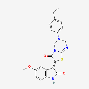 (7Z)-3-(4-ethylphenyl)-7-(5-methoxy-2-oxo-1,2-dihydro-3H-indol-3-ylidene)-3,4-dihydro-2H-[1,3]thiazolo[3,2-a][1,3,5]triazin-6(7H)-one