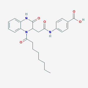 4-{[(1-Octanoyl-3-oxo-1,2,3,4-tetrahydroquinoxalin-2-yl)acetyl]amino}benzoic acid