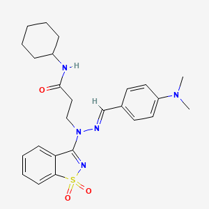 N-cyclohexyl-3-[(2E)-2-[4-(dimethylamino)benzylidene]-1-(1,1-dioxido-1,2-benzisothiazol-3-yl)hydrazino]propanamide