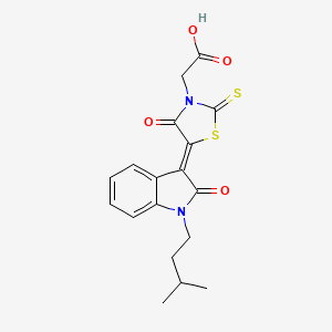 molecular formula C18H18N2O4S2 B15032147 [(5Z)-5-(1-isopentyl-2-oxo-1,2-dihydro-3H-indol-3-ylidene)-4-oxo-2-thioxo-1,3-thiazolidin-3-yl]acetic acid 