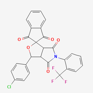 molecular formula C27H15ClF3NO5 B15032189 3-(4-chlorophenyl)-5-[2-(trifluoromethyl)phenyl]-3a,6a-dihydrospiro[furo[3,4-c]pyrrole-1,2'-indene]-1',3',4,6(3H,5H)-tetrone 