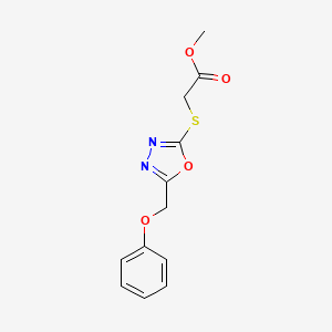 molecular formula C12H12N2O4S B15032199 (5-Phenoxymethyl-[1,3,4]oxadiazol-2-ylsulfanyl)-acetic acid methyl ester 