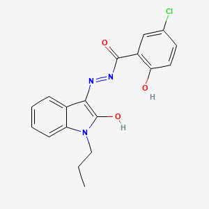 molecular formula C18H16ClN3O3 B15032200 5-chloro-2-hydroxy-N'-[(3Z)-2-oxo-1-propyl-1,2-dihydro-3H-indol-3-ylidene]benzohydrazide 