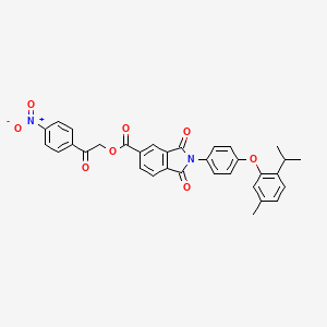 molecular formula C33H26N2O8 B15032215 2-(4-nitrophenyl)-2-oxoethyl 2-{4-[5-methyl-2-(propan-2-yl)phenoxy]phenyl}-1,3-dioxo-2,3-dihydro-1H-isoindole-5-carboxylate 