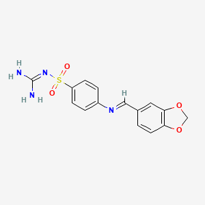 4-{[(E)-1,3-benzodioxol-5-ylmethylidene]amino}-N-carbamimidoylbenzenesulfonamide