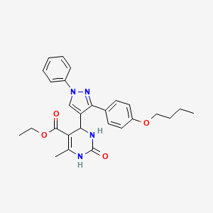 molecular formula C27H30N4O4 B15032239 ethyl 4-[3-(4-butoxyphenyl)-1-phenyl-1H-pyrazol-4-yl]-6-methyl-2-oxo-1,2,3,4-tetrahydropyrimidine-5-carboxylate 