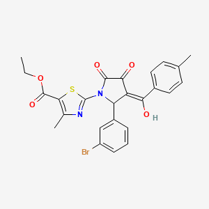 molecular formula C25H21BrN2O5S B15032254 ethyl 2-[2-(3-bromophenyl)-4-hydroxy-3-(4-methylbenzoyl)-5-oxo-2,5-dihydro-1H-pyrrol-1-yl]-4-methyl-1,3-thiazole-5-carboxylate 