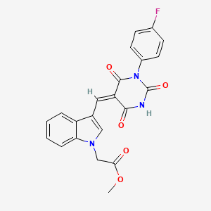 methyl (3-{(E)-[1-(4-fluorophenyl)-2,4,6-trioxotetrahydropyrimidin-5(2H)-ylidene]methyl}-1H-indol-1-yl)acetate