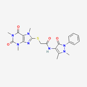 N-(1,5-dimethyl-3-oxo-2-phenyl-2,3-dihydro-1H-pyrazol-4-yl)-2-[(1,3,7-trimethyl-2,6-dioxo-2,3,6,7-tetrahydro-1H-purin-8-yl)sulfanyl]acetamide