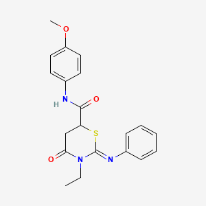 (2Z)-3-ethyl-N-(4-methoxyphenyl)-4-oxo-2-(phenylimino)-1,3-thiazinane-6-carboxamide