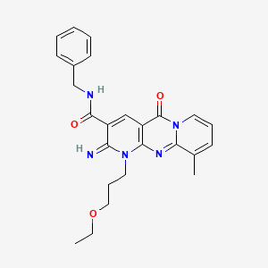 N-benzyl-7-(3-ethoxypropyl)-6-imino-11-methyl-2-oxo-1,7,9-triazatricyclo[8.4.0.0^{3,8}]tetradeca-3(8),4,9,11,13-pentaene-5-carboxamide