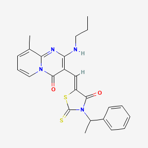 9-methyl-3-{(Z)-[4-oxo-3-(1-phenylethyl)-2-thioxo-1,3-thiazolidin-5-ylidene]methyl}-2-(propylamino)-4H-pyrido[1,2-a]pyrimidin-4-one