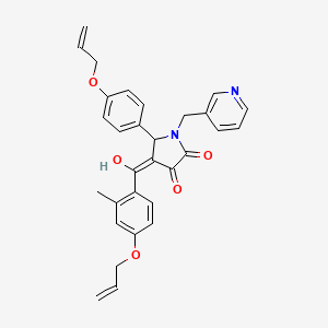 molecular formula C30H28N2O5 B15032422 3-hydroxy-4-{[2-methyl-4-(prop-2-en-1-yloxy)phenyl]carbonyl}-5-[4-(prop-2-en-1-yloxy)phenyl]-1-(pyridin-3-ylmethyl)-1,5-dihydro-2H-pyrrol-2-one 