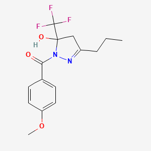 [5-hydroxy-3-propyl-5-(trifluoromethyl)-4,5-dihydro-1H-pyrazol-1-yl](4-methoxyphenyl)methanone