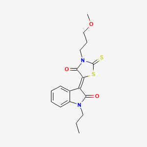 molecular formula C18H20N2O3S2 B15032456 (3Z)-3-[3-(3-methoxypropyl)-4-oxo-2-thioxo-1,3-thiazolidin-5-ylidene]-1-propyl-1,3-dihydro-2H-indol-2-one 