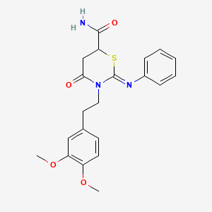 (2Z)-3-[2-(3,4-dimethoxyphenyl)ethyl]-4-oxo-2-(phenylimino)-1,3-thiazinane-6-carboxamide