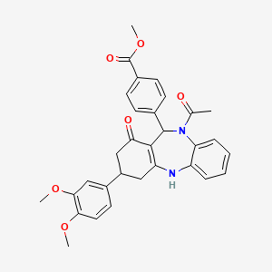 methyl 4-[10-acetyl-3-(3,4-dimethoxyphenyl)-1-hydroxy-3,4,10,11-tetrahydro-2H-dibenzo[b,e][1,4]diazepin-11-yl]benzoate