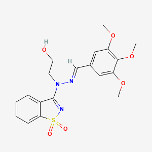 molecular formula C19H21N3O6S B15032515 2-[(2E)-1-(1,1-dioxido-1,2-benzothiazol-3-yl)-2-(3,4,5-trimethoxybenzylidene)hydrazinyl]ethanol 