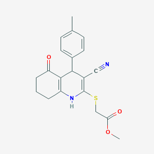 molecular formula C20H20N2O3S B15032528 Methyl {[3-cyano-4-(4-methylphenyl)-5-oxo-1,4,5,6,7,8-hexahydroquinolin-2-yl]sulfanyl}acetate 