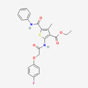 molecular formula C23H21FN2O5S B15032549 Ethyl 2-[2-(4-fluorophenoxy)acetamido]-4-methyl-5-(phenylcarbamoyl)thiophene-3-carboxylate 