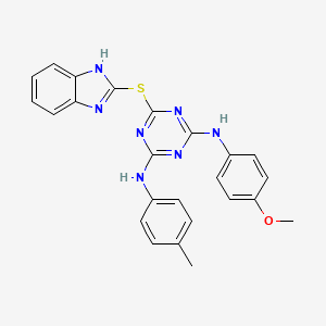 molecular formula C24H21N7OS B15032551 6-(1H-benzimidazol-2-ylsulfanyl)-N-(4-methoxyphenyl)-N'-(4-methylphenyl)-1,3,5-triazine-2,4-diamine 