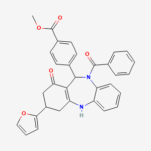 methyl 4-[3-(furan-2-yl)-1-hydroxy-10-(phenylcarbonyl)-3,4,10,11-tetrahydro-2H-dibenzo[b,e][1,4]diazepin-11-yl]benzoate