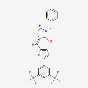 (5E)-3-Benzyl-5-({5-[3,5-bis(trifluoromethyl)phenyl]furan-2-YL}methylidene)-2-sulfanylidene-1,3-thiazolidin-4-one