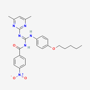 N-[(Z)-[(4,6-dimethylpyrimidin-2-yl)amino]{[4-(pentyloxy)phenyl]amino}methylidene]-4-nitrobenzamide