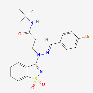 3-[(2E)-2-(4-bromobenzylidene)-1-(1,1-dioxido-1,2-benzothiazol-3-yl)hydrazinyl]-N-tert-butylpropanamide